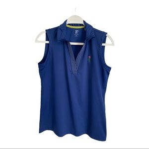 EP New York V neck golf shirt with collar Navy Blue size medium